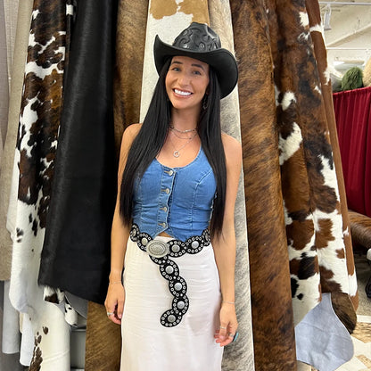 Renegade | Womens Pinch Front Curled Western Leather Cowgirl Hat