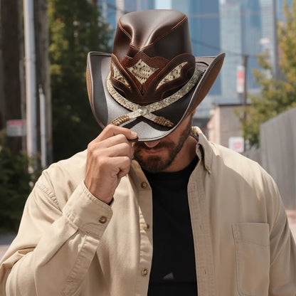 Storm | Mens Leather and Rattlesnake Cowboy Hat
