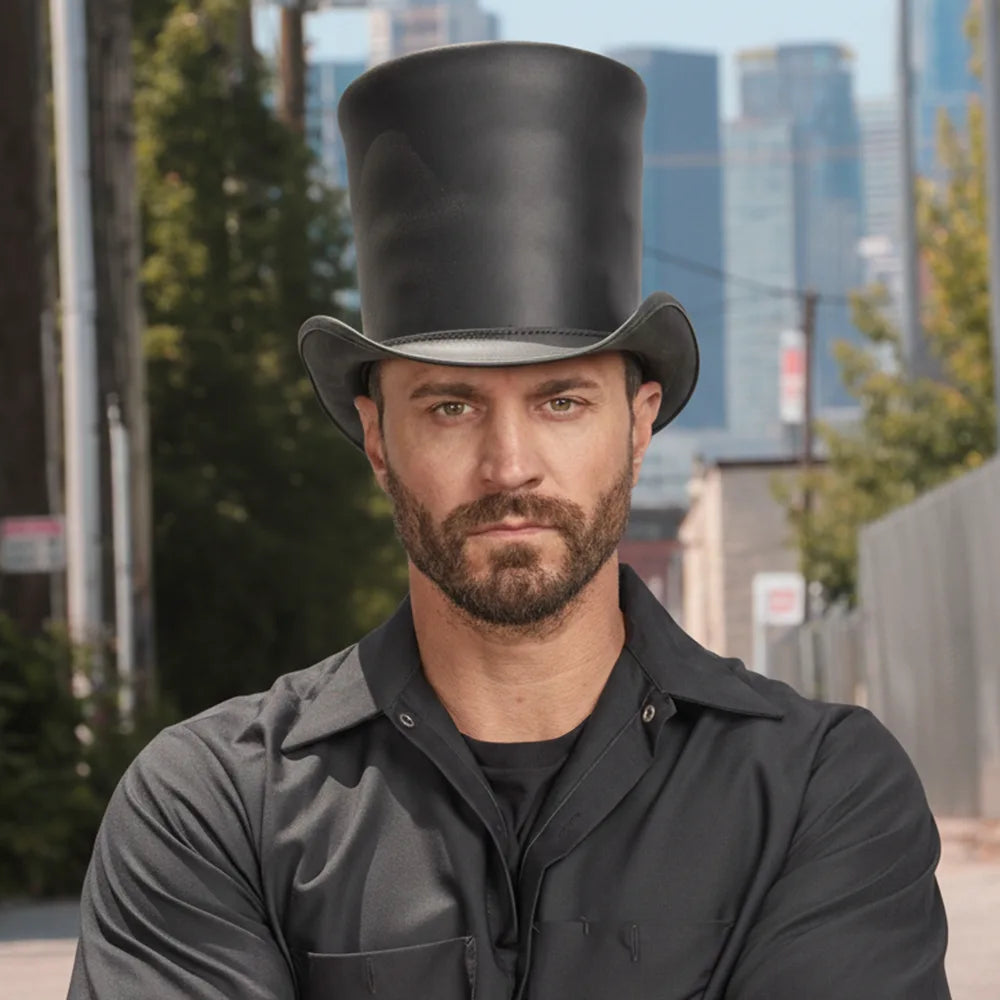 Stovepiper | Mens Leather Stovepipe Top Hat