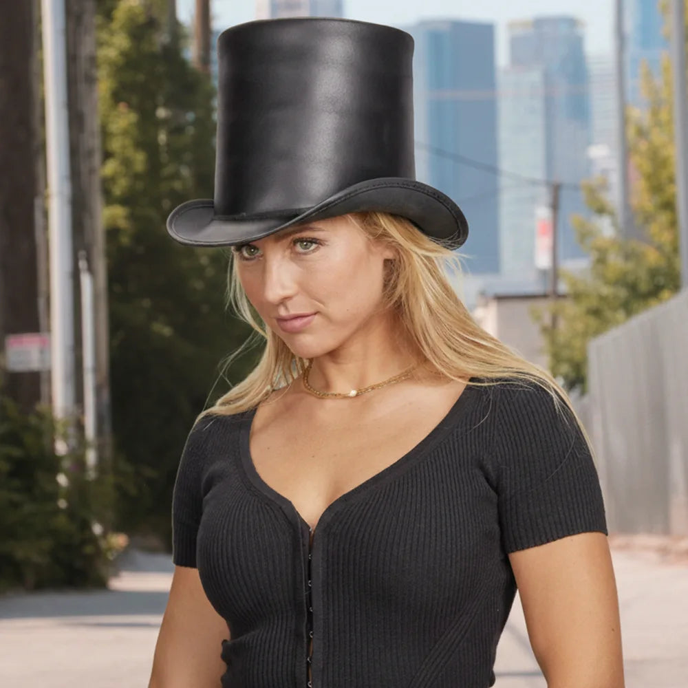 Stovepiper | Womens Leather Stovepipe Top Hat