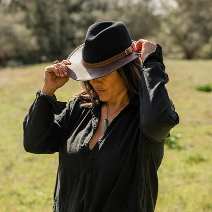Summit | Womens Felt Leather Fedora Hat