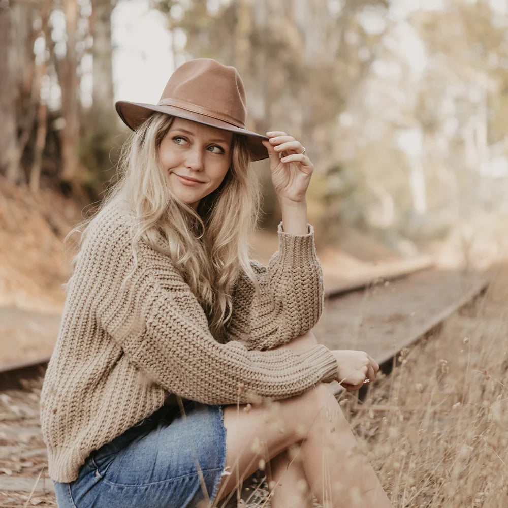 Summit | Womens Felt Leather Fedora Hat
