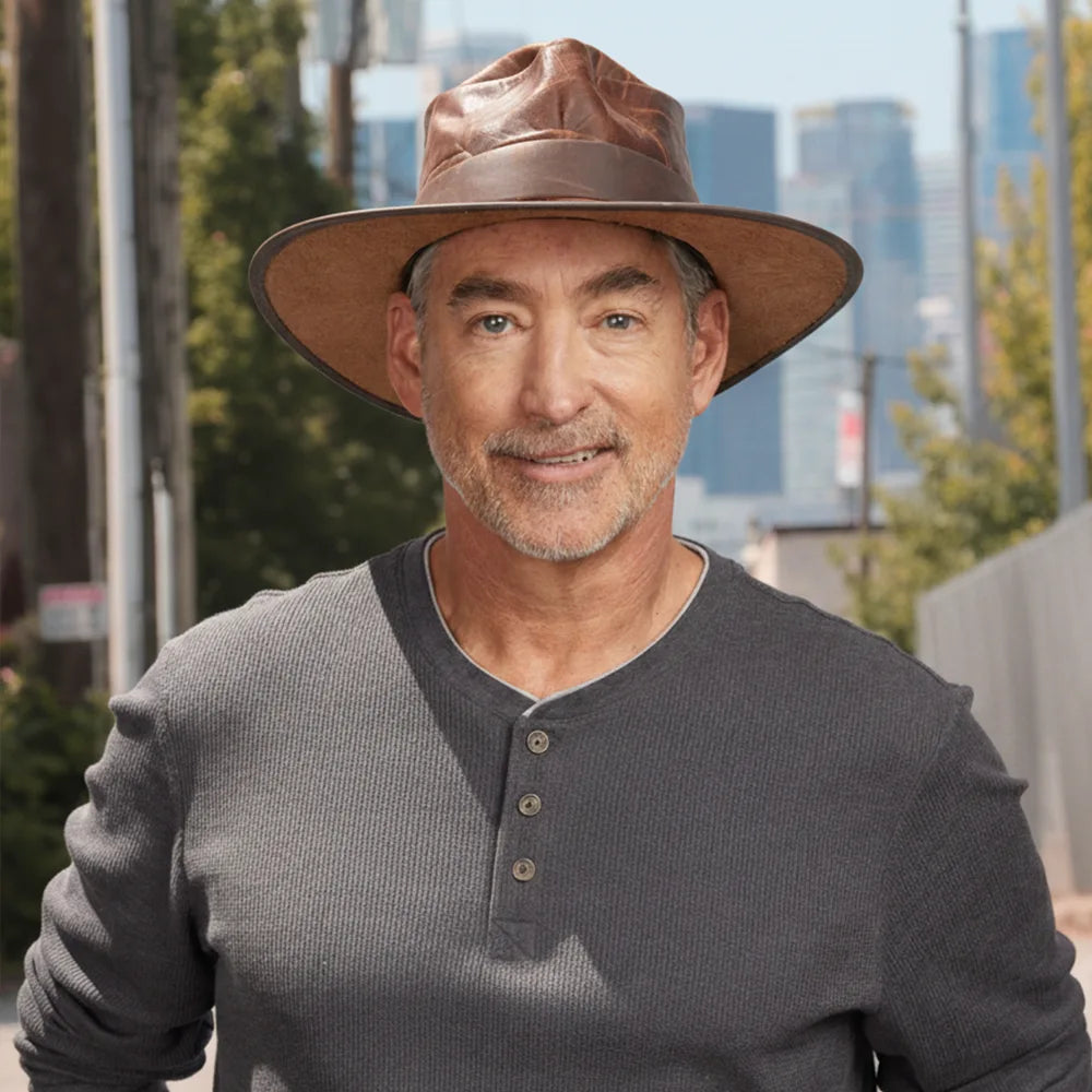Unforgiven | Mens Wide Brim Bison Leather Outback Hat
