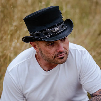 Vector | Mens Black Leather Top Hat