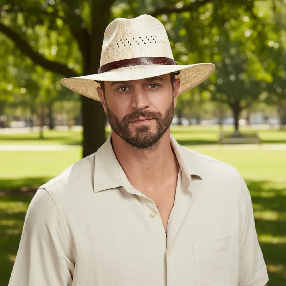 Barcelona | Mens Wide Brim Firm Straw Sun Hat