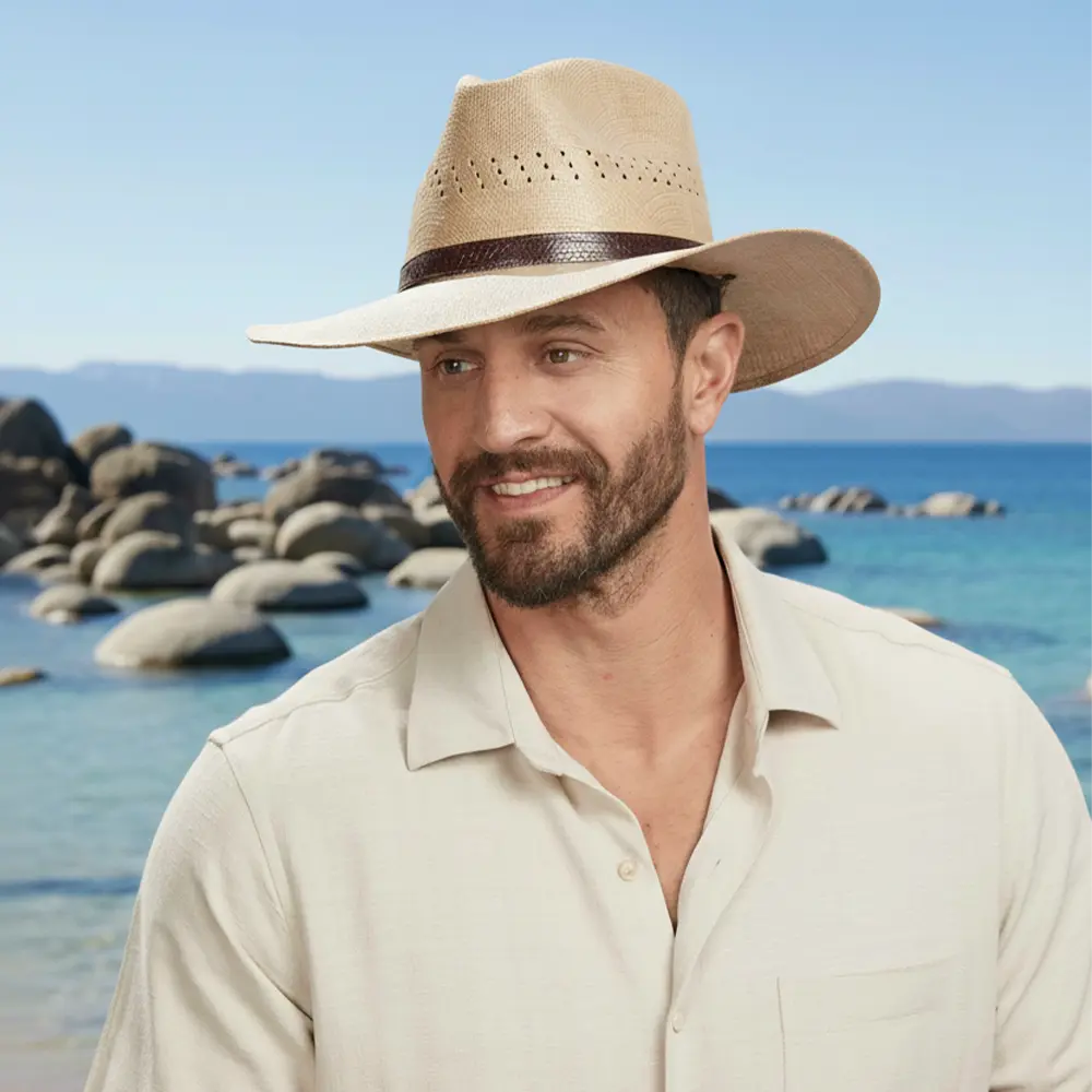 Barcelona | Mens Wide Brim Firm Straw Sun Hat