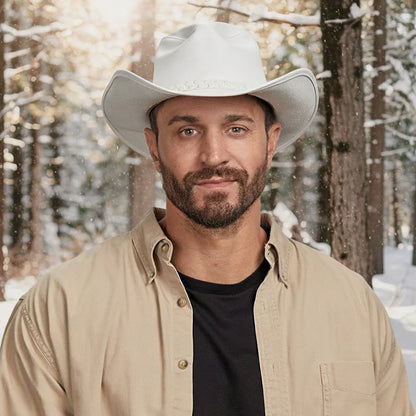 Blizzard | Mens White Leather Cowboy Hat
