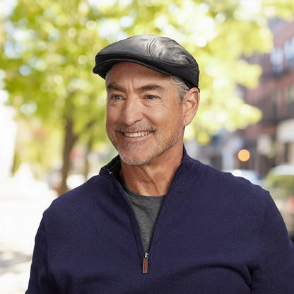 Bookie | Mens Leather Flat Cap
