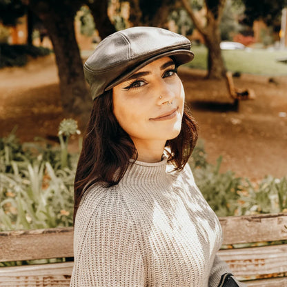 Bookie | Womens Leather Flat Cap