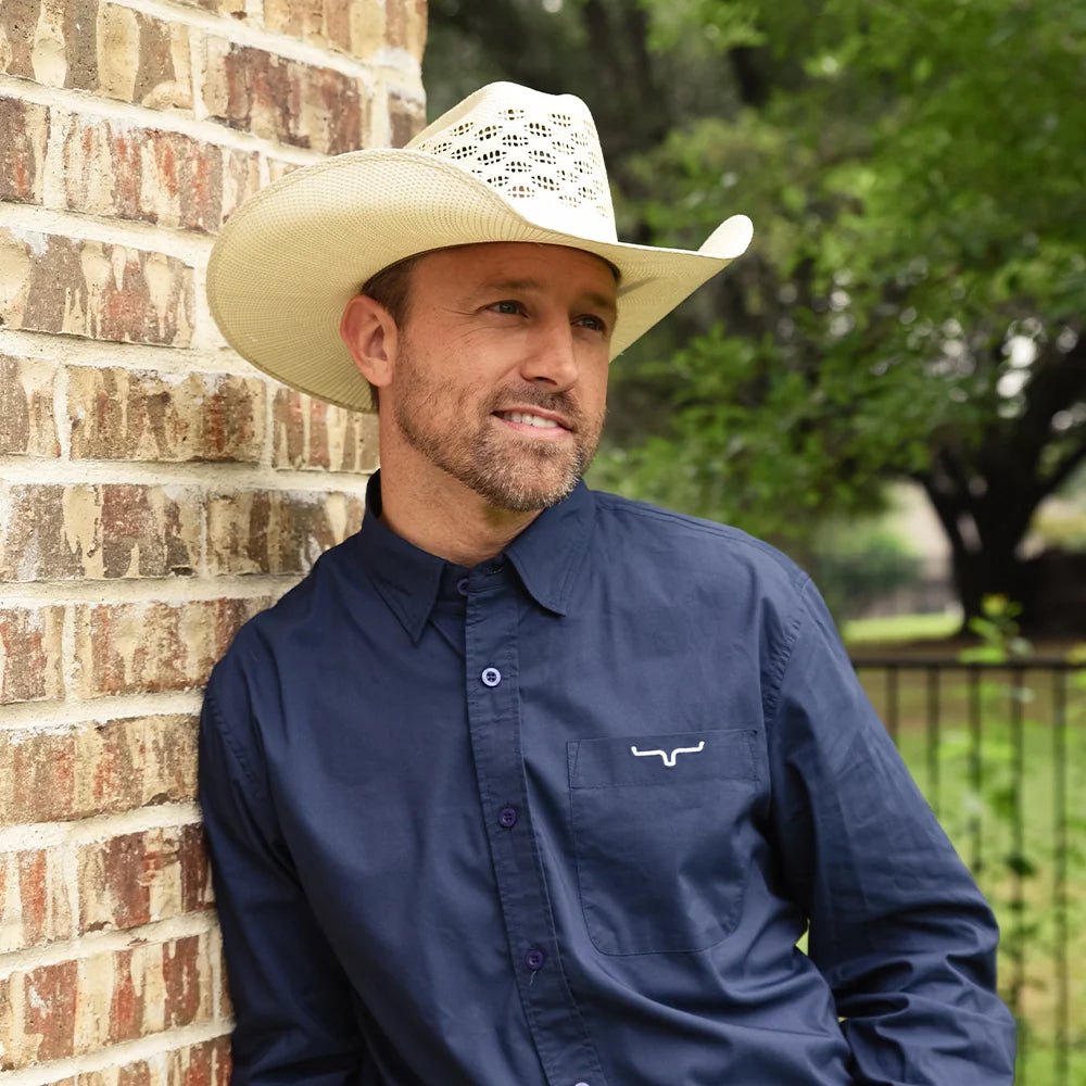 Cal | Mens Vented Crown Woven Bangora Straw Cowboy Hat