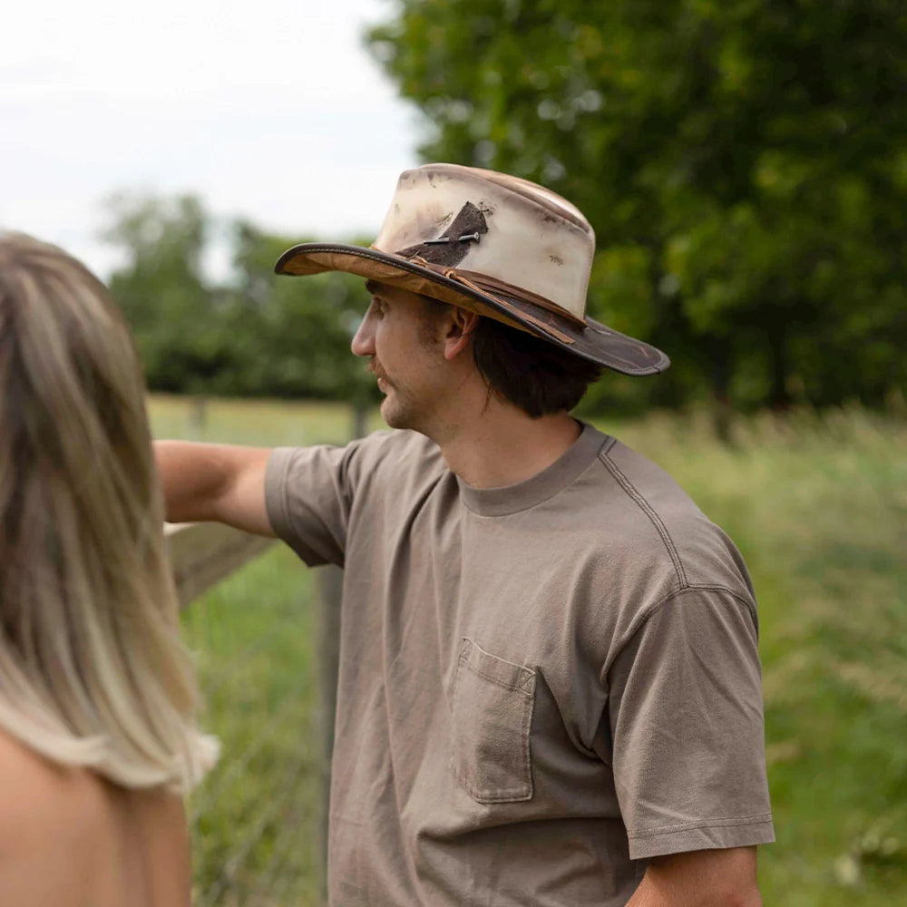 Calamity | Mens Distressed Genuine Leather Cowboy Hat