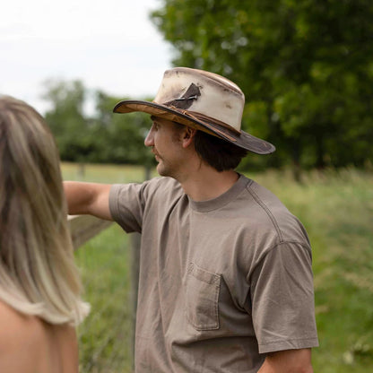 Calamity | Mens Distressed Genuine Leather Cowboy Hat