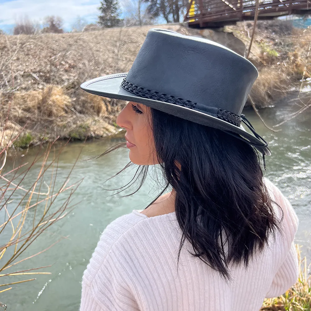 Crusher | Womens Leather Crushable Outback Hat