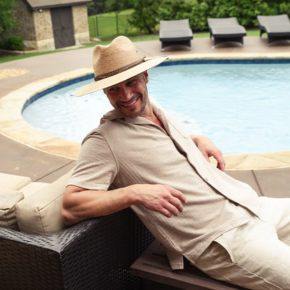 Falcon | Mens Fine Mexican Palm Wide Brim Straw Sun Hat
