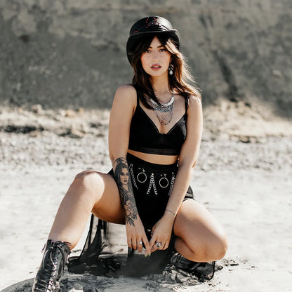 Marlow Lil Evil | Womens Leather Top Hat with Lil Evil Hat Band