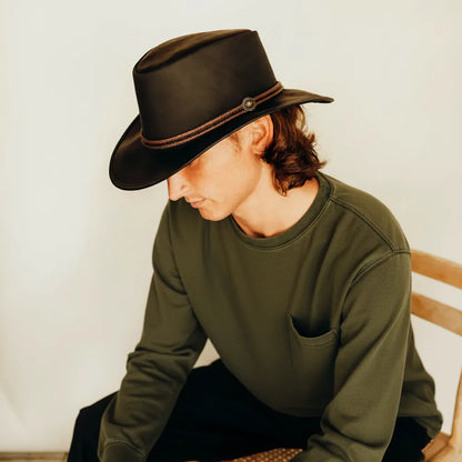Midnight Rider | Mens Leather Outback Hat