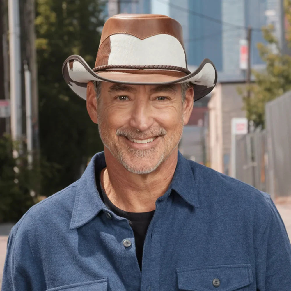 Pinto | Mens Leather Cowboy Hat with Calf Accents