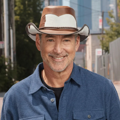 Pinto | Mens Leather Cowboy Hat with Calf Accents