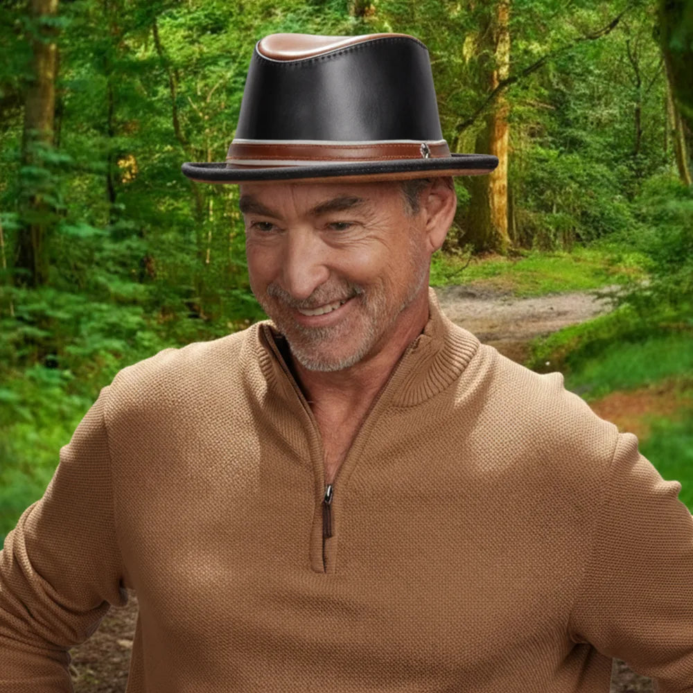 Rocky | Mens Leather Fedora Hat