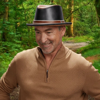 Rocky | Mens Leather Fedora Hat