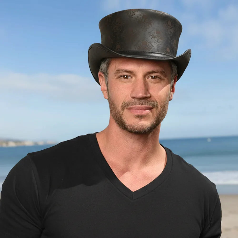 Royal Skull | Mens Leather Top Hat