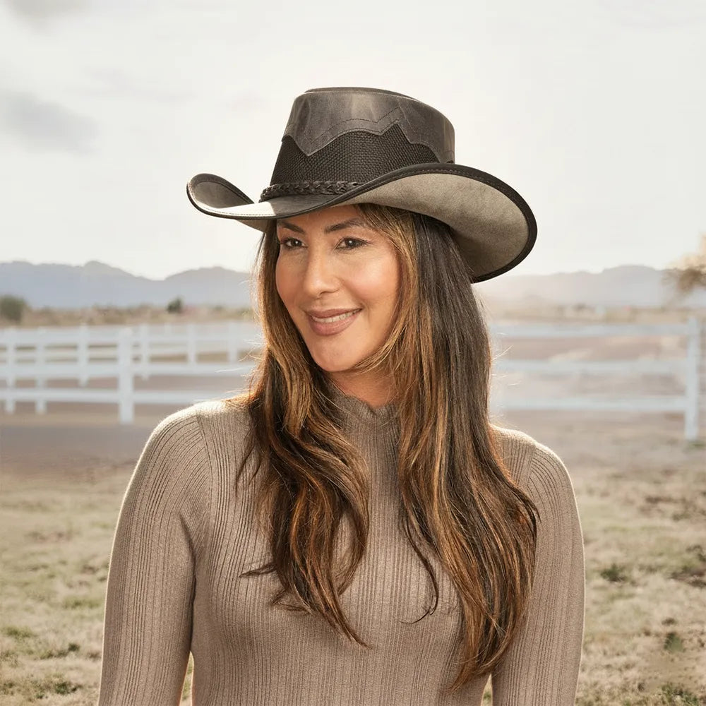 Stampede | Womens Cowhide Leather Cowgirl Hat with Mesh Sides