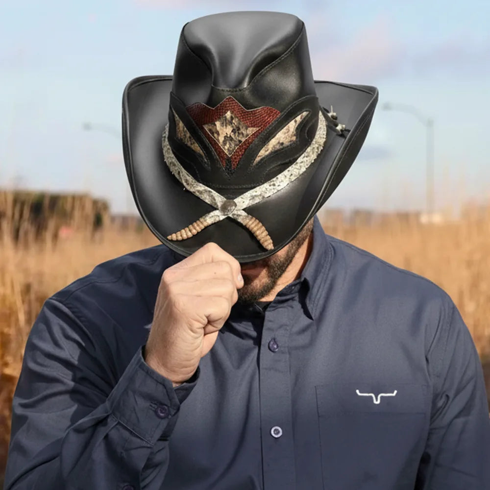 Storm | Mens Leather and Rattlesnake Cowboy Hat