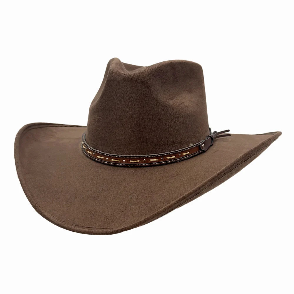 Ace High | Mens Suede Teardrop Crown Rancher Cowboy Hat