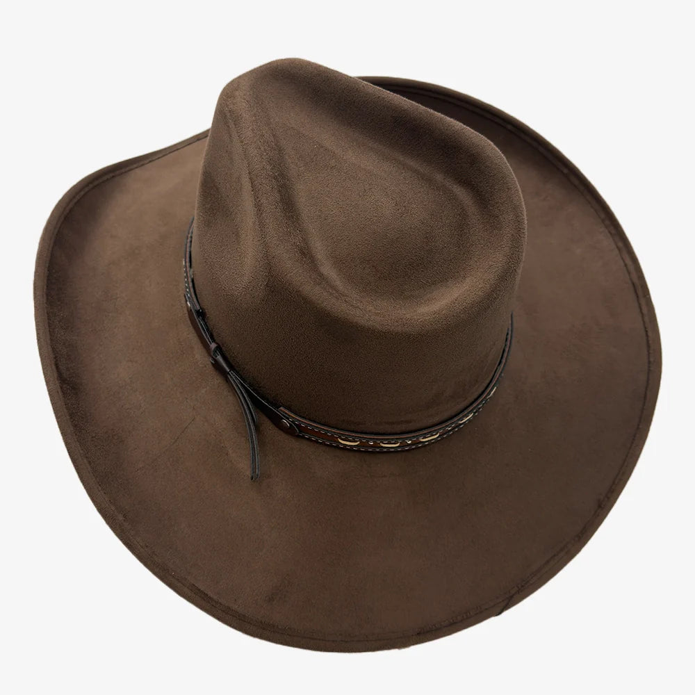 Ace High | Mens Suede Teardrop Crown Rancher Cowboy Hat