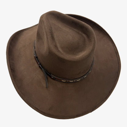 Ace High | Mens Suede Teardrop Crown Rancher Cowboy Hat