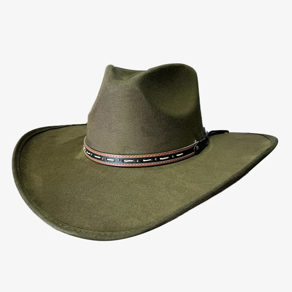 Ace High | Mens Suede Teardrop Crown Rancher Cowboy Hat