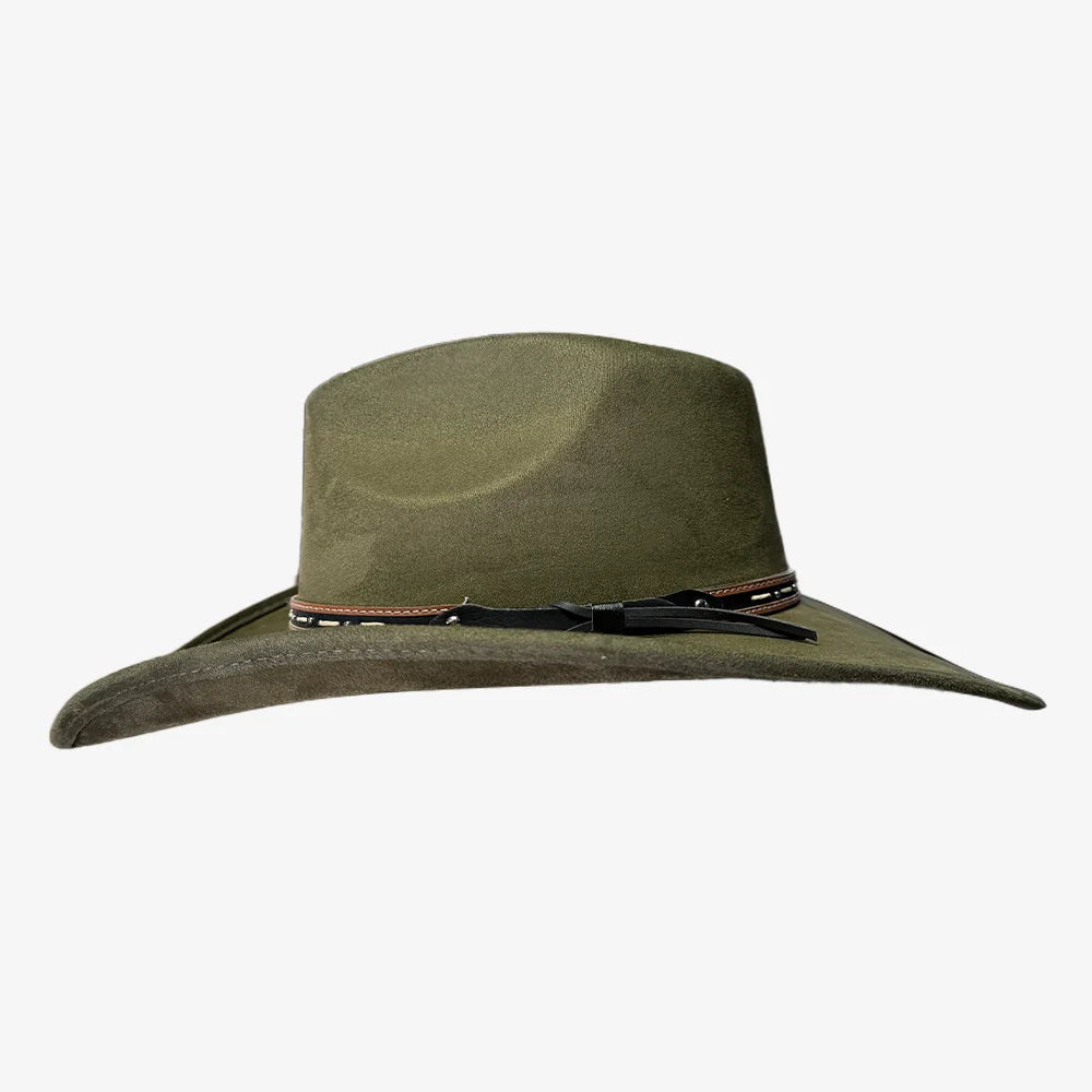 Ace High | Mens Suede Teardrop Crown Rancher Cowboy Hat