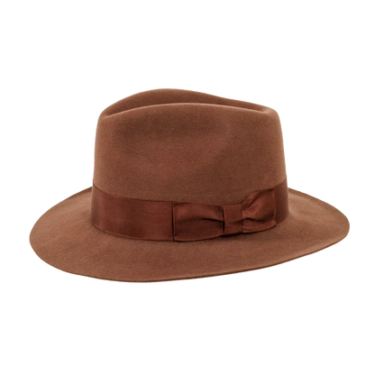 adventure brown left view fedora hat