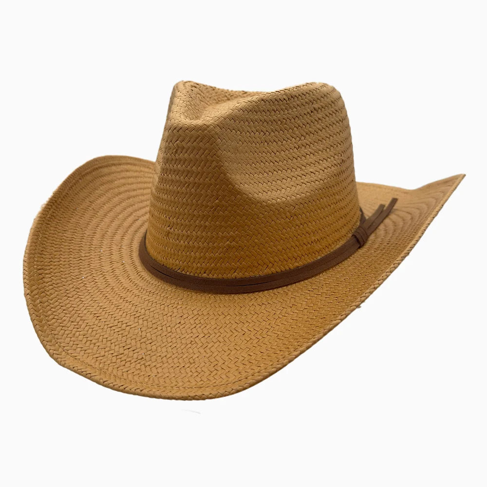Avery | Womens Pinch Front Western Curled Straw Cowgirl Hat