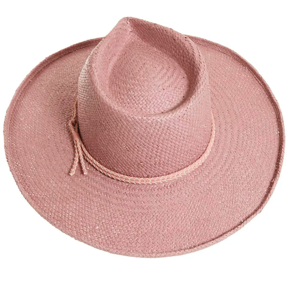 Bailey Blush Sun Straw Hat Top Angled View