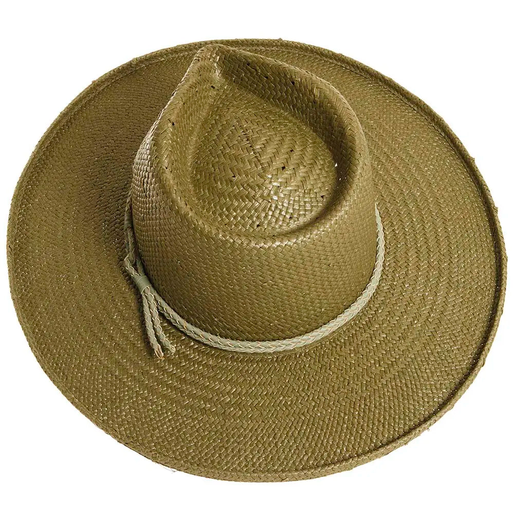 Bailey Sage Sun Straw Hat Top Angled View