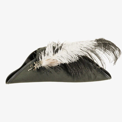Barbossa | Mens Leather Tricron Hat with Feather Plume