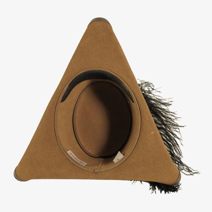 Barbossa | Mens Leather Tricron Hat with Feather Plume