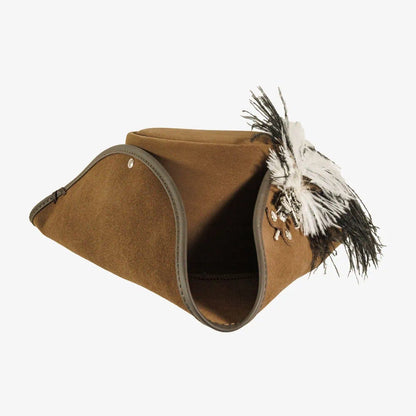 Barbossa | Mens Leather Tricorn Hat with Feather Plume