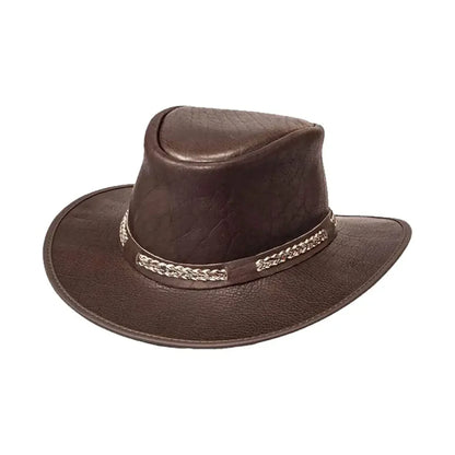 Bison Brown Leather Hat Angled View