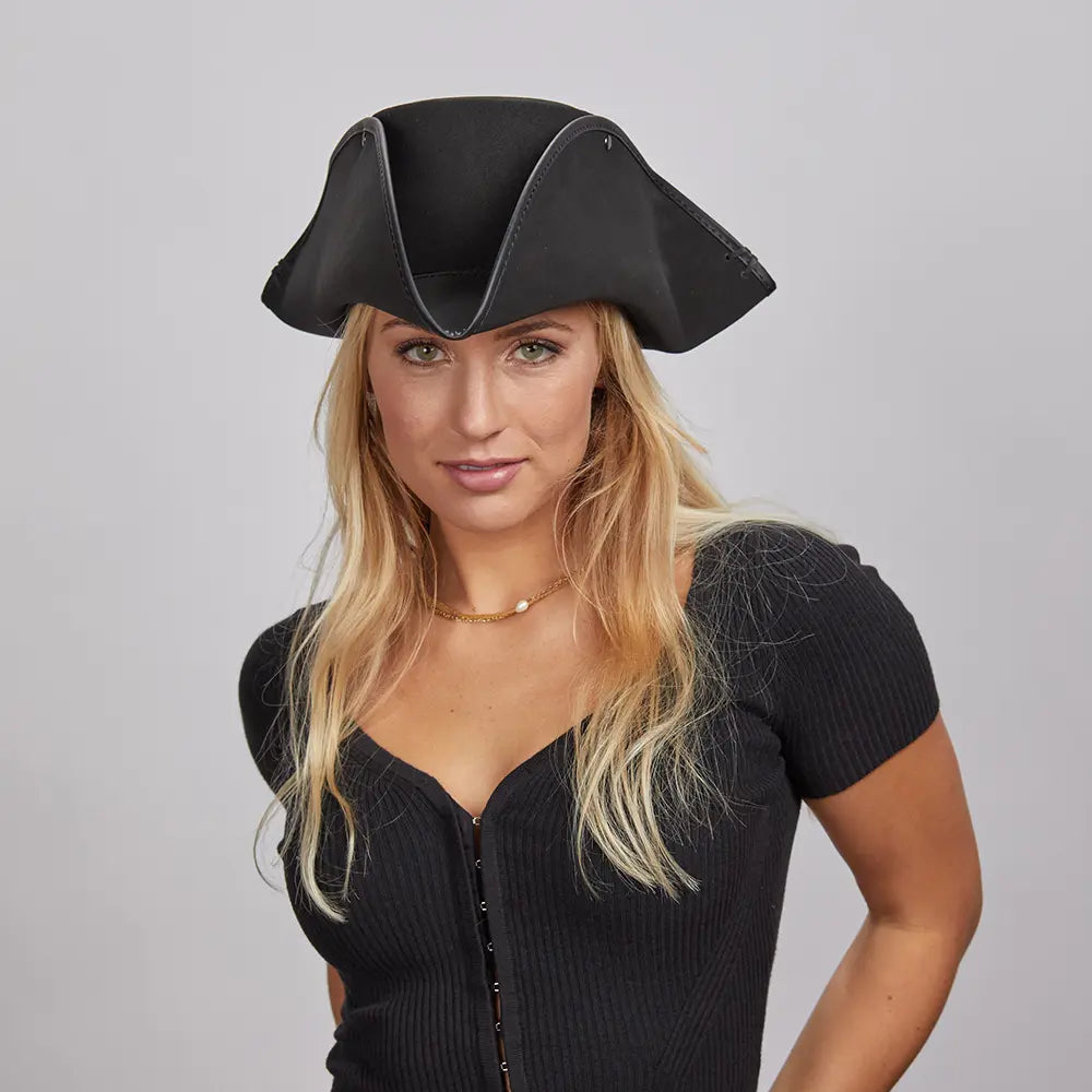 Blackbeard | Womens Tricorne Leather Pirate Hat