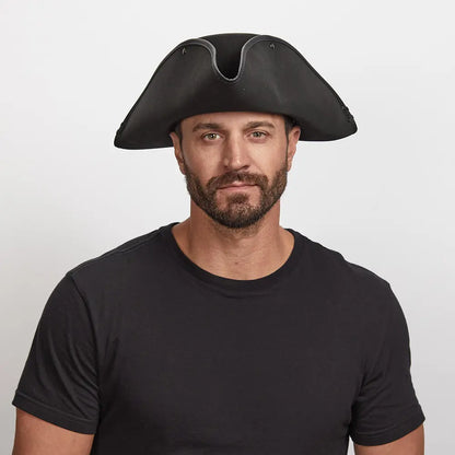 Blackbeard | Mens Tricorne Leather Pirate Hat