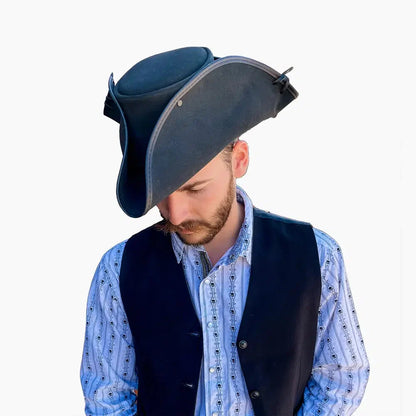 Blackbeard Mens Tricorn Pirate Hat angled right view