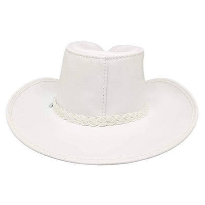 Blizzard White Leather Cowboy Hat by American Hat Makers back view