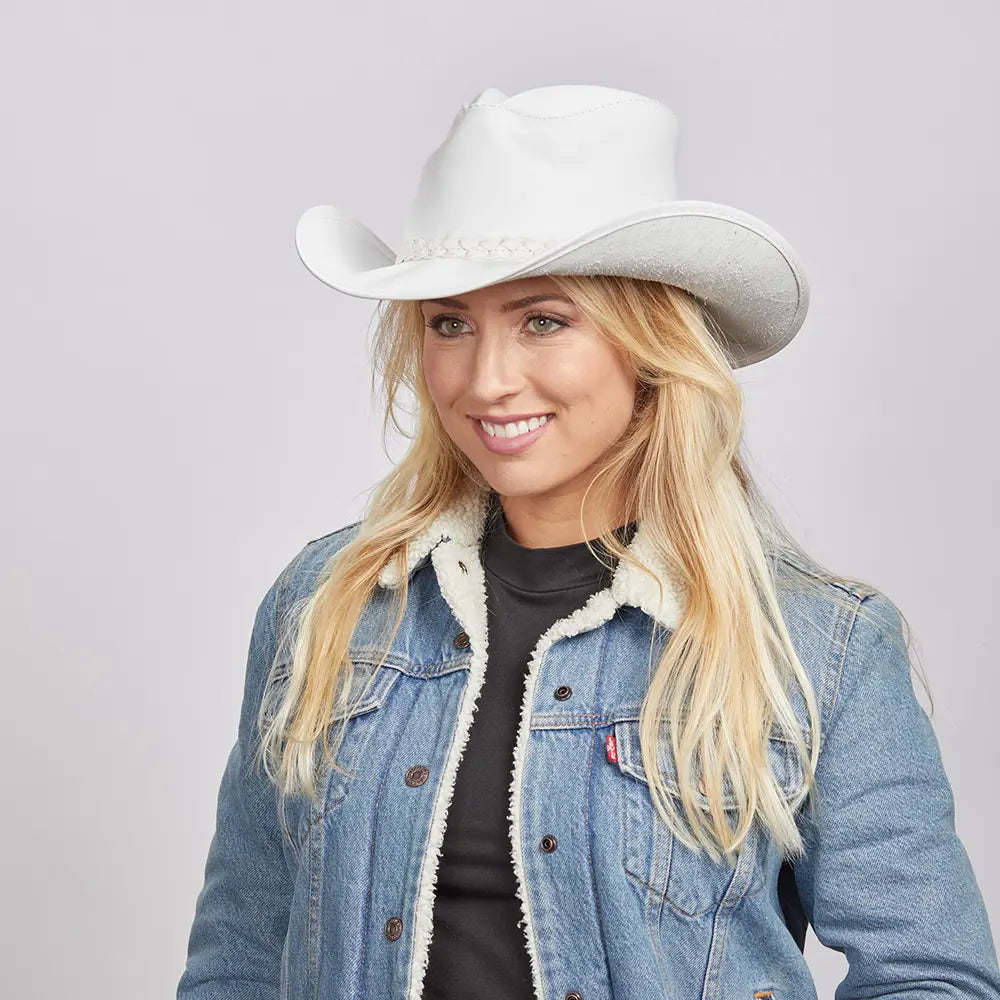 Blizzard | Womens White Leather Cowgirl Hat