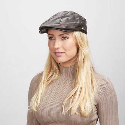 Bookie | Womens Leather Flat Cap