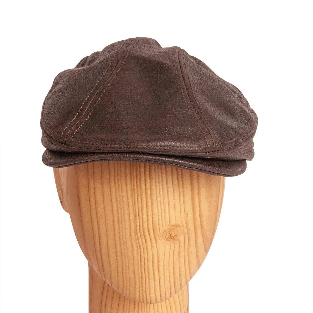 Bookie Brown Leather Cap for Men by American Hat Makers