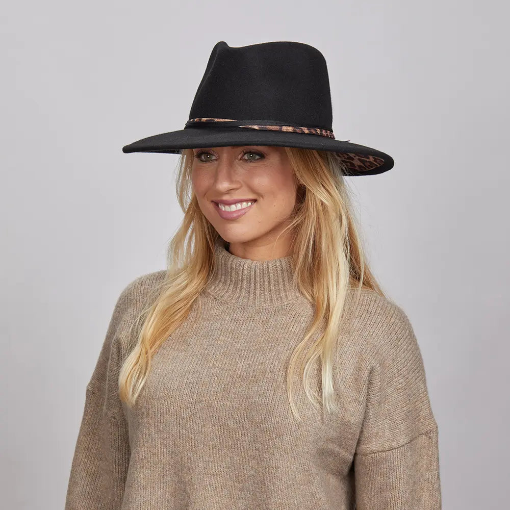 Botwin | Womens Black Felt Fedora Hat