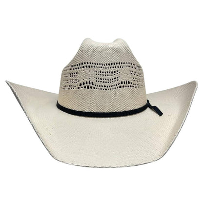 An front view of a Bozeman Straw Cowboy Hat 