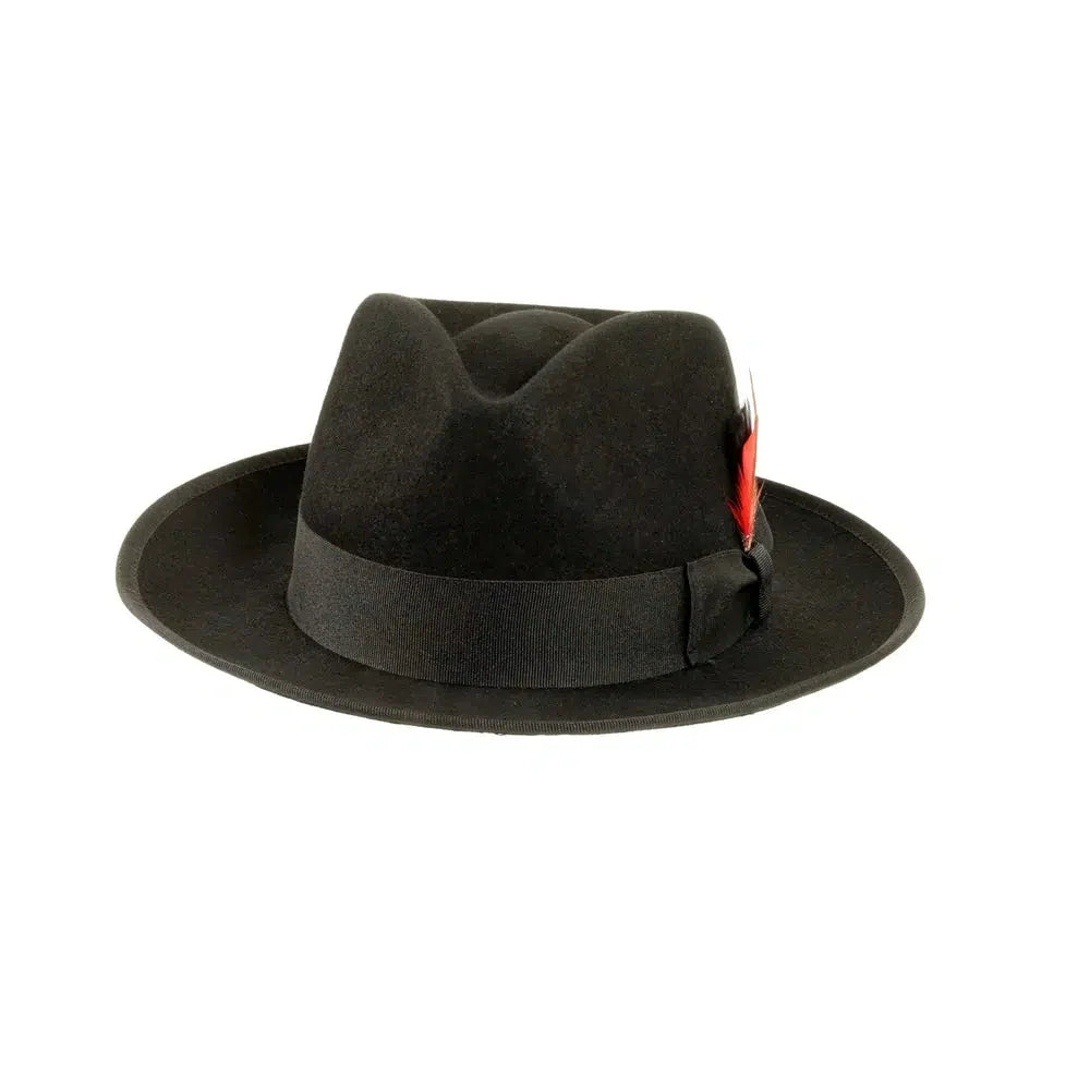 broadway black fedora angled view